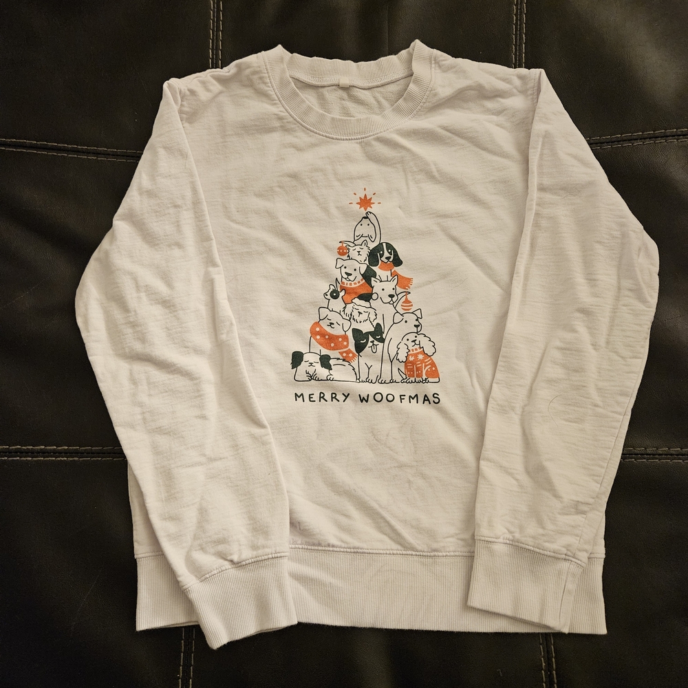 Merry Woofmas White Sweatshirt